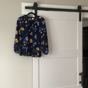 Old Navy Floral Blouse - Navy, Yellow, Purple